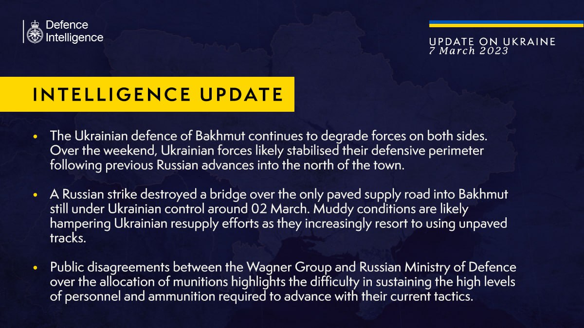 Британська розвідка вважає, що ЗСУ у Бахмуті продовжують виснажувати сили з обох сторін