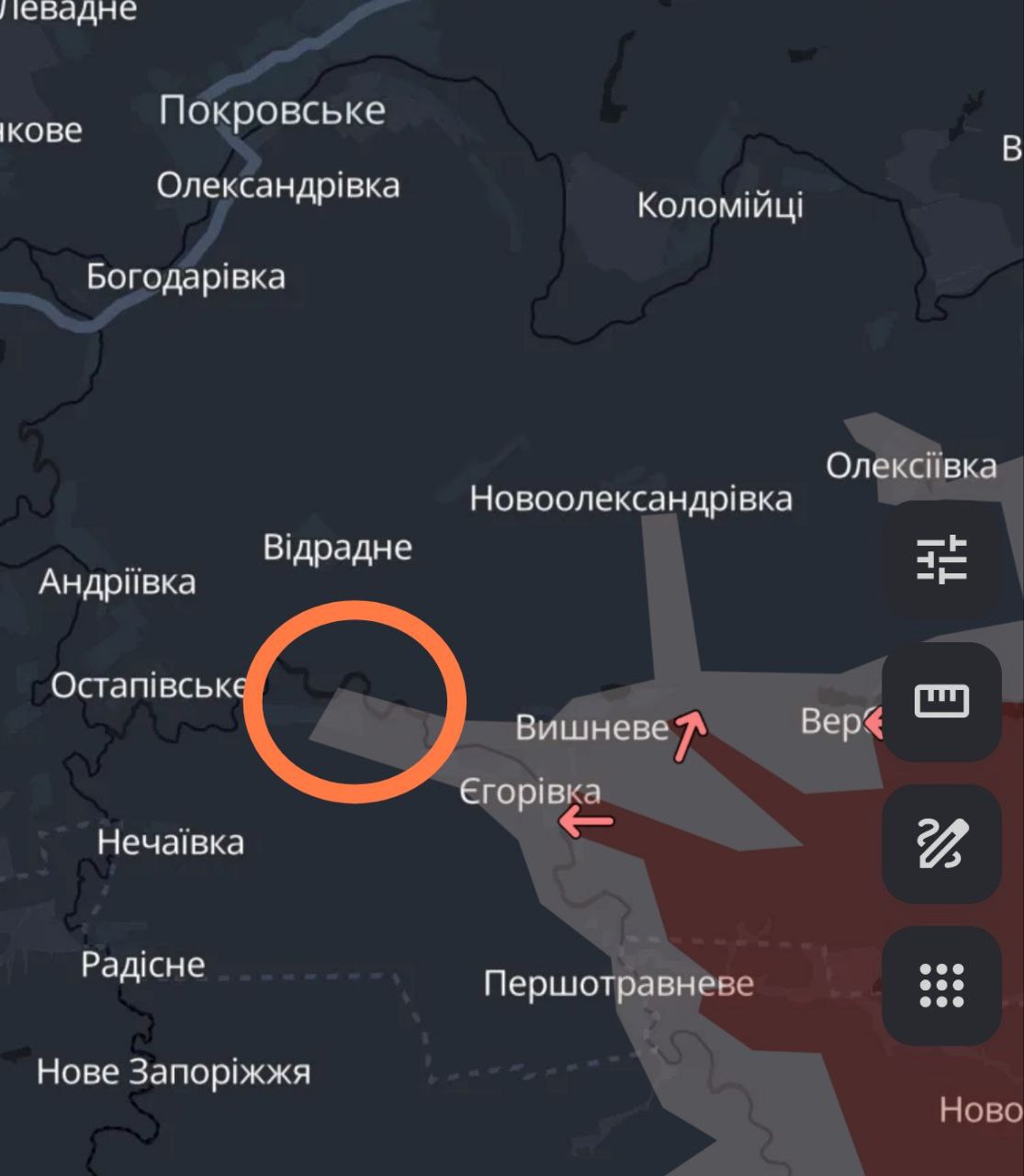 Карта бойових дій (2) у Запорізькій області. Джерело - Deep State