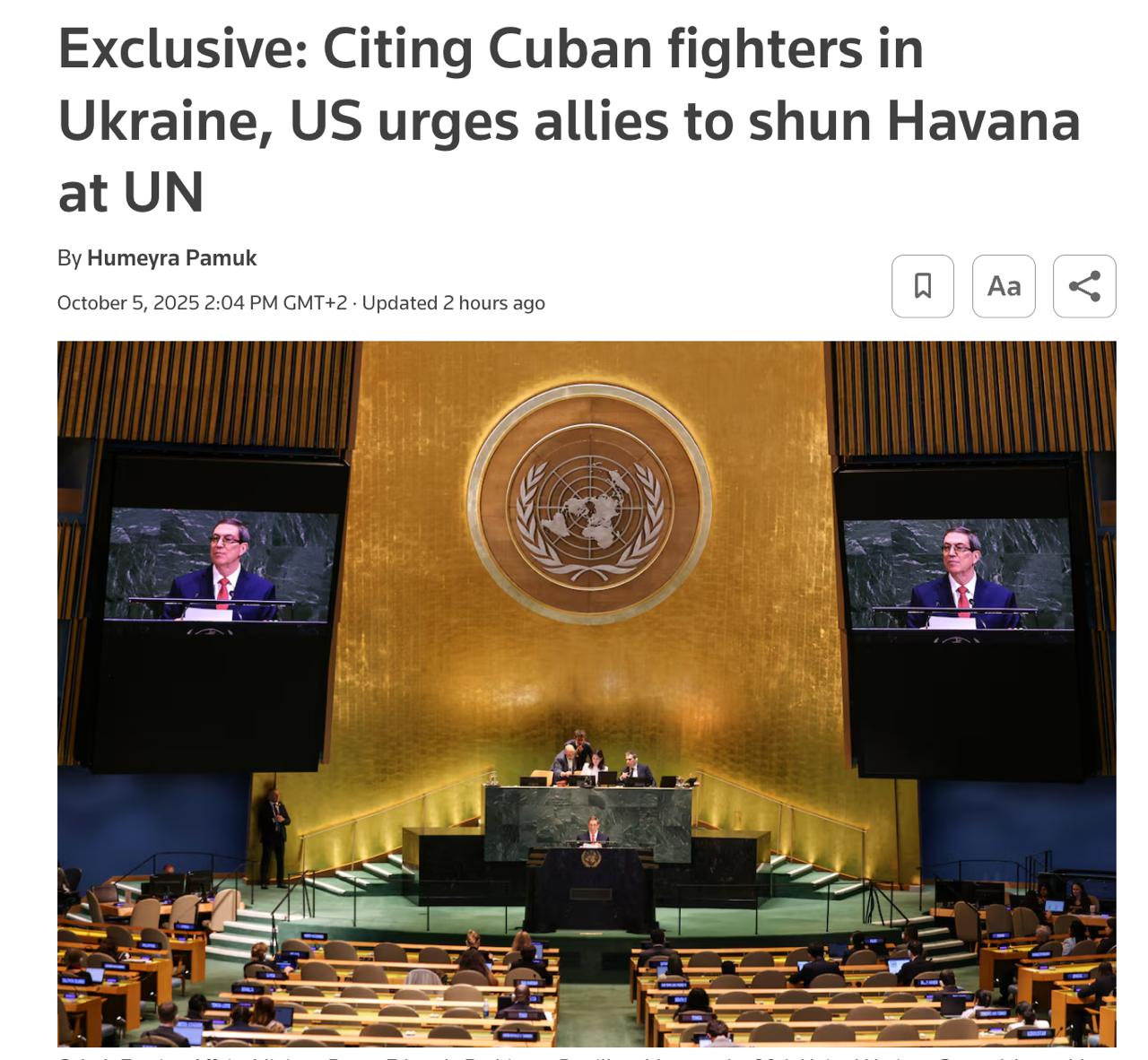 Знімок заголовка на reuters.com