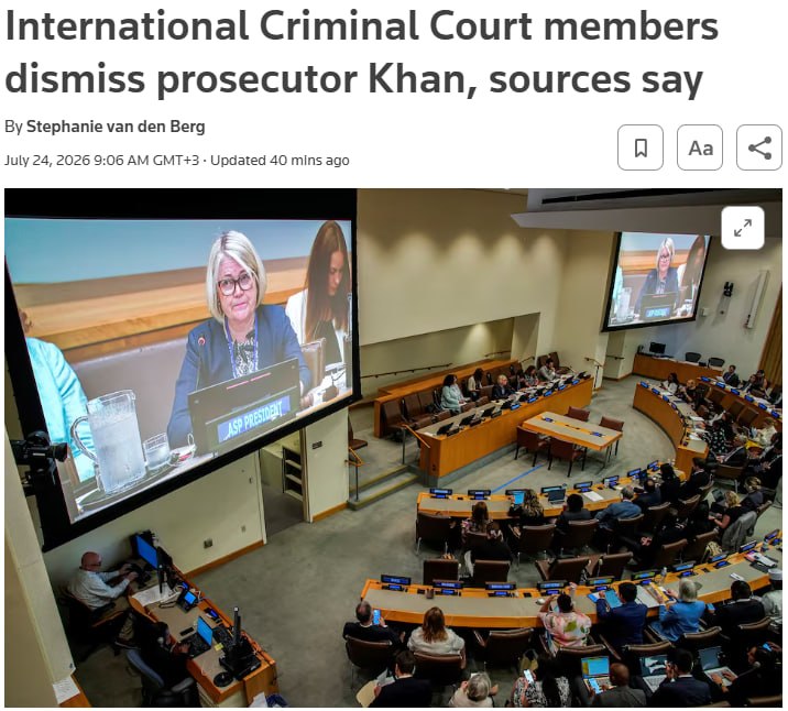 Знімок заголовка на reuters.com &ndash; Прокурора МКС Карима Хана звільнено через звинувачення в домаганнях