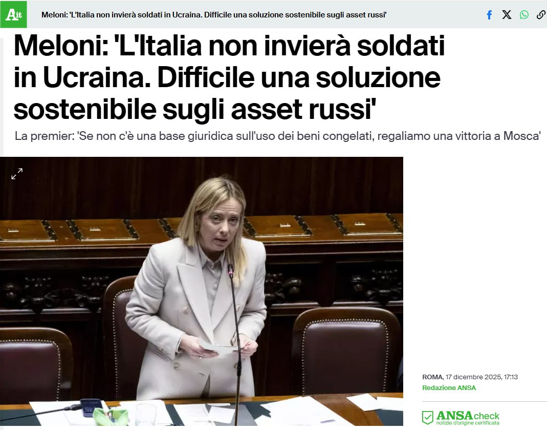 Снимок заголовка наansa.it - Италия отказалась от участия в миротворческой миссии на территории Украины