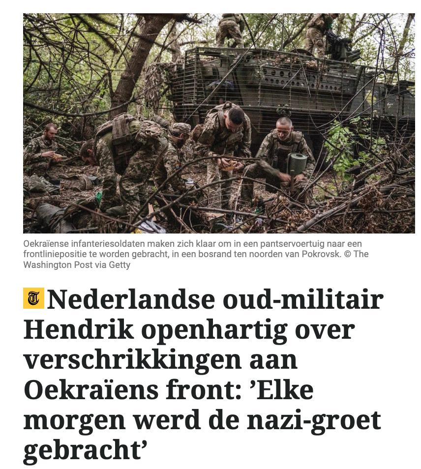 Снимок заголовка на telegraaf.nl - Доброволец из Нидерландов рассказал о коррупции, колумбийцах и неонацизме в рядах ВСУ